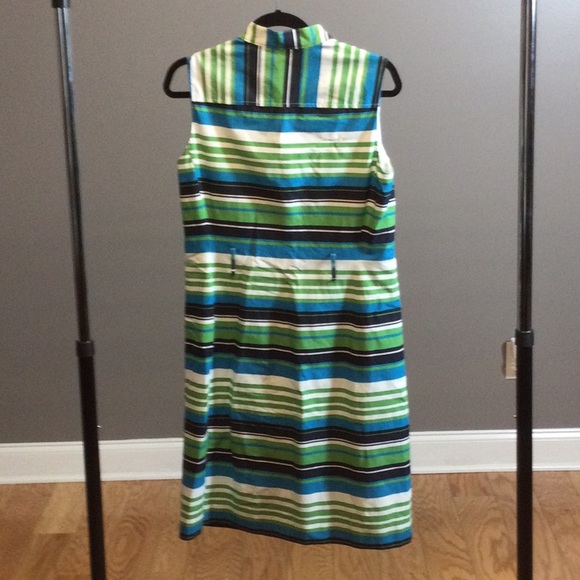 8 Isabella DeMarco green turquoise striped dress - Picture 2 of 16